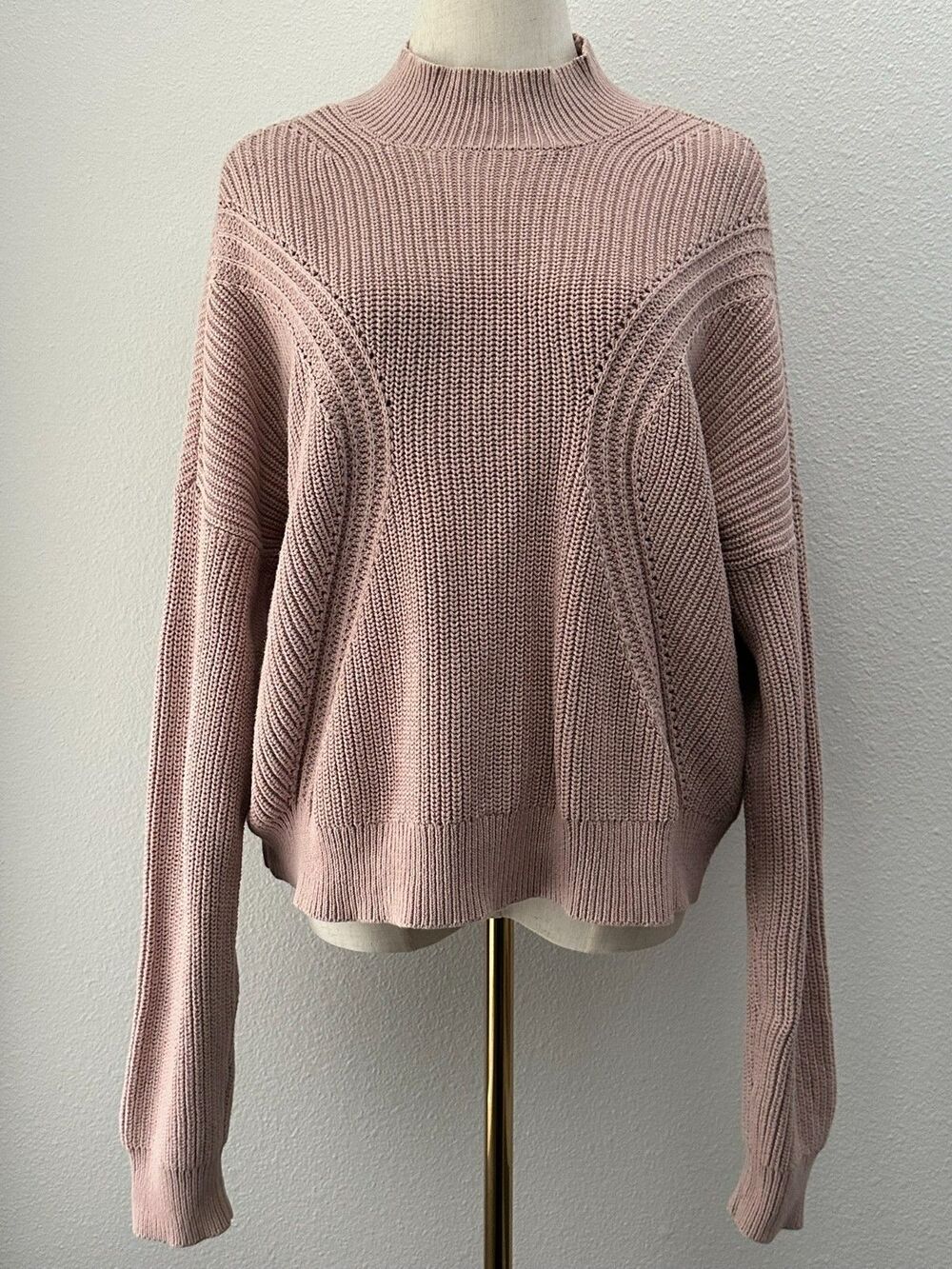 Kendall & Kylie Sweater L Pink Mock Neck Chunky Knit Pullover Cozy‎ Soft Girl